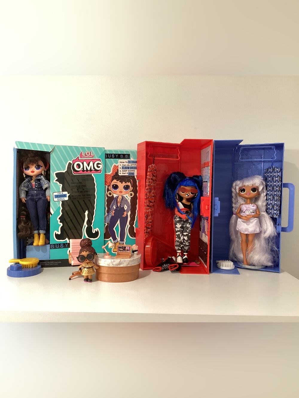 (3) L.O.L. Surprise! OMG Dolls + Bonus Mini Furniture L.O.L Doll Set